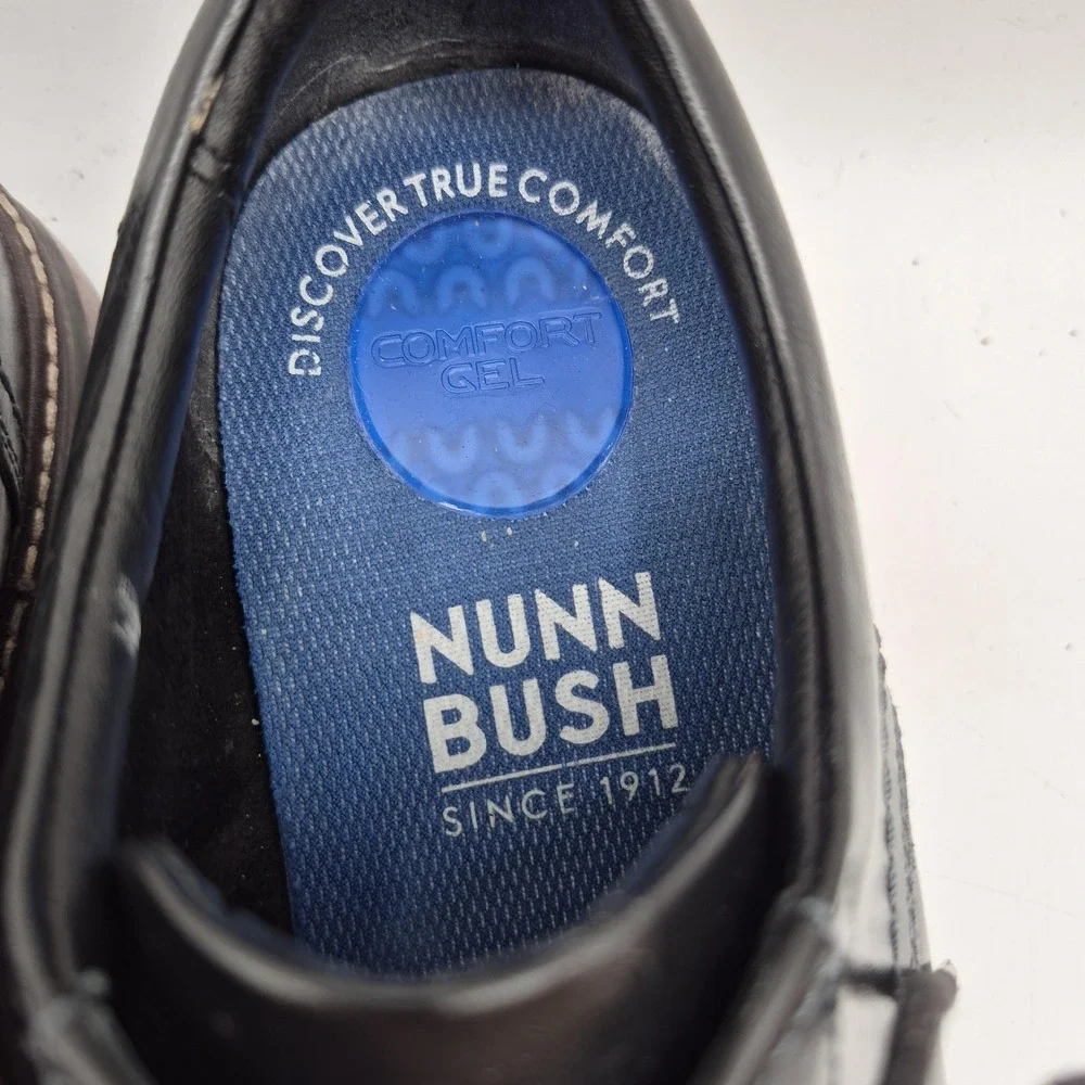Nunn Bush Shoes Mens Size 10 Black‎ Leather Derby Dress Comfort Gel 81339-001
